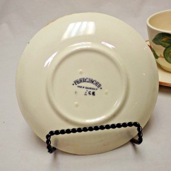 Franciscan Set of 3 Hand Painted Apple Flat Cups & Saucers Made in the USA - Picture 6 of 14